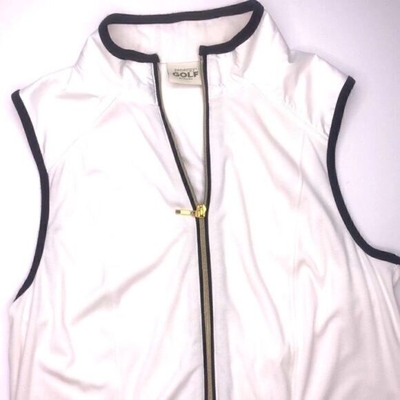 Zenergy GOLF by Chico's White Zip-up Jersey Vest with Black Edging - Picture 8 of 10